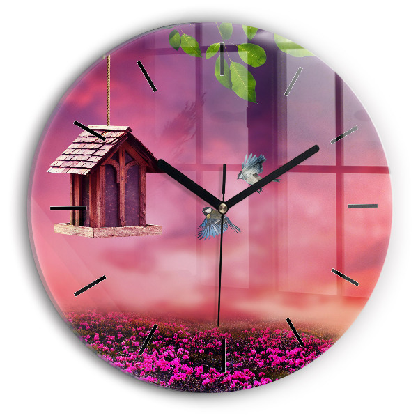 Orologio rotondo in vetro Casetta per uccelli