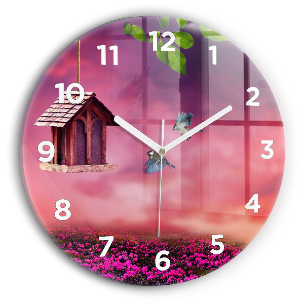 Orologio rotondo in vetro Casetta per uccelli