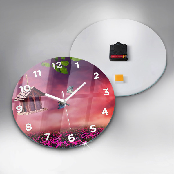 Orologio rotondo in vetro Casetta per uccelli