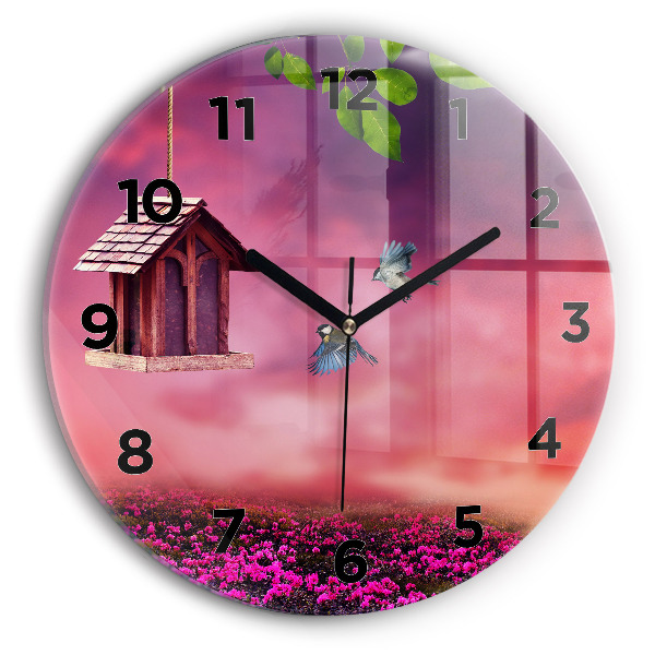 Orologio rotondo in vetro Casetta per uccelli