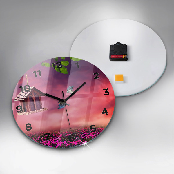 Orologio rotondo in vetro Casetta per uccelli