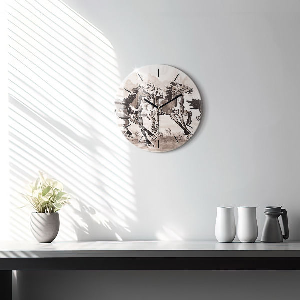 Orologio rotondo in vetro Cavalli al galoppo