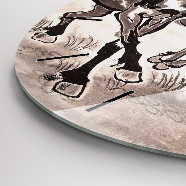Orologio rotondo in vetro Cavalli al galoppo