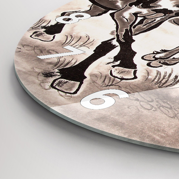 Orologio rotondo in vetro Cavalli al galoppo