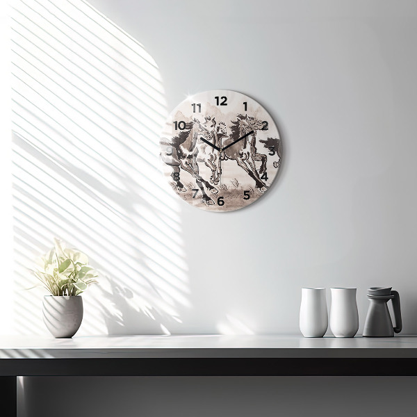 Orologio rotondo in vetro Cavalli al galoppo