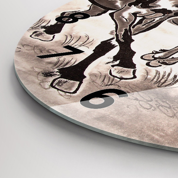 Orologio rotondo in vetro Cavalli al galoppo