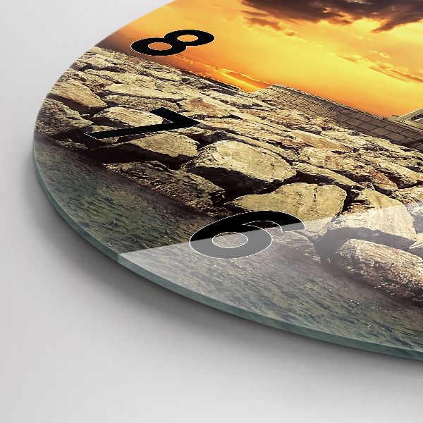 Orologio rotondo in vetro Faro sull'acqua