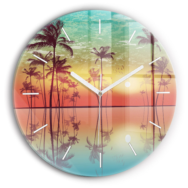 Orologio rotondo in vetro Palme tropicali