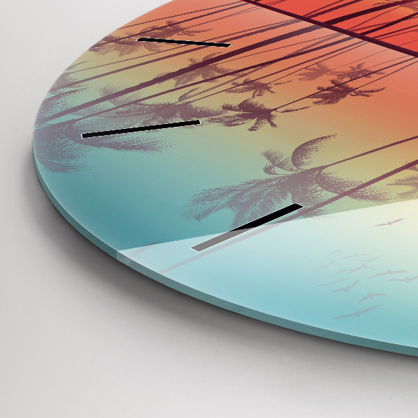 Orologio rotondo in vetro Palme tropicali