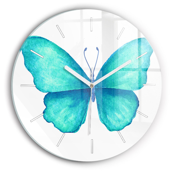 Orologio rotondo in vetro Farfalla estiva turchese