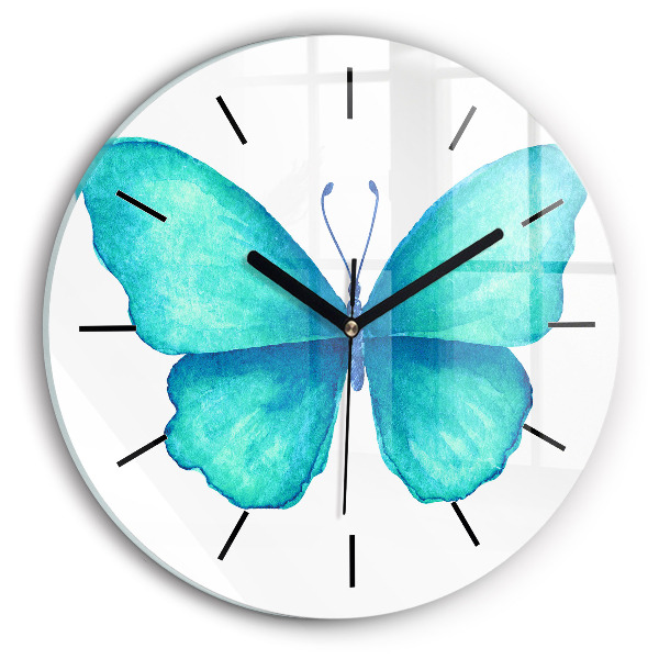 Orologio rotondo in vetro Farfalla estiva turchese