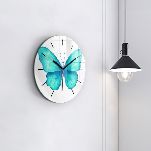 Orologio rotondo in vetro Farfalla estiva turchese