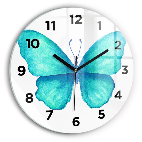 Orologio rotondo in vetro Farfalla estiva turchese