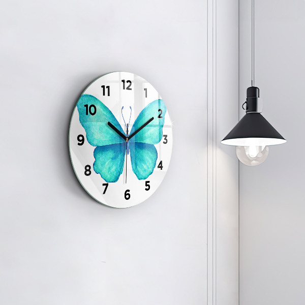 Orologio rotondo in vetro Farfalla estiva turchese