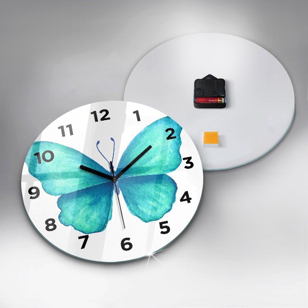 Orologio rotondo in vetro Farfalla estiva turchese