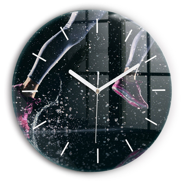 Orologio rotondo in vetro Stile di vita sano - corsa