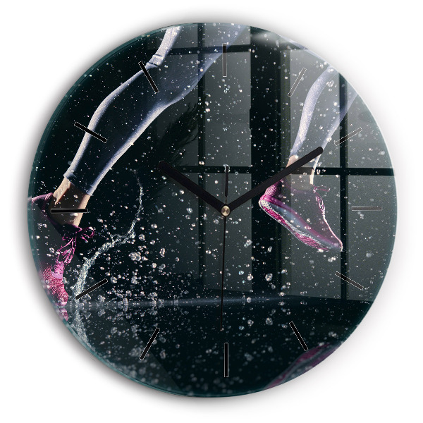 Orologio rotondo in vetro Stile di vita sano - corsa