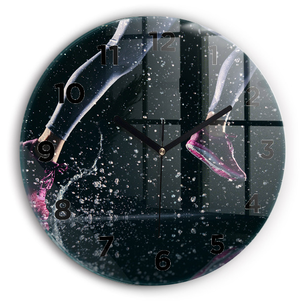 Orologio rotondo in vetro Stile di vita sano - corsa