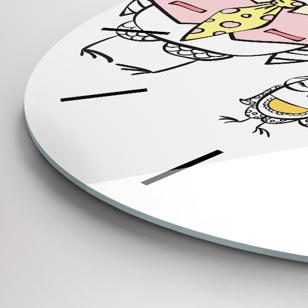 Orologio rotondo in vetro Poster gufo d'epoca