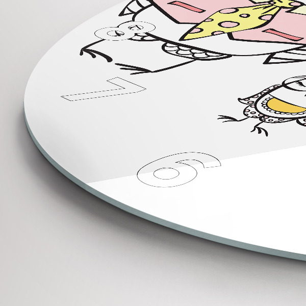 Orologio rotondo in vetro Poster gufo d'epoca