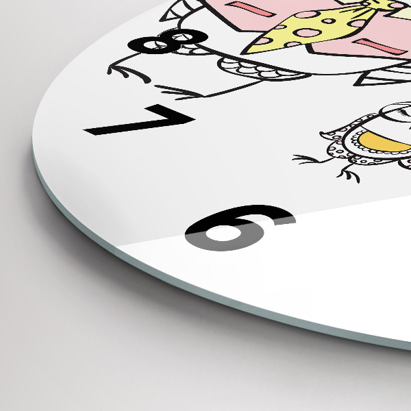 Orologio rotondo in vetro Poster gufo d'epoca