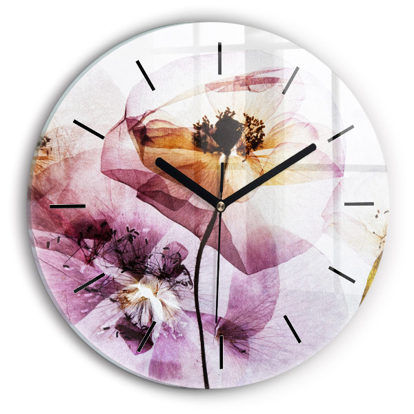 Orologio rotondo in vetro Fiori di papavero secchi