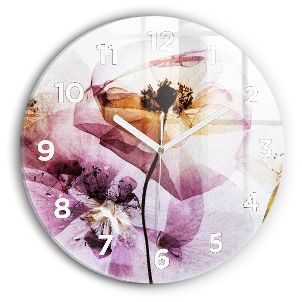 Orologio rotondo in vetro Fiori di papavero secchi