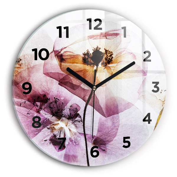 Orologio rotondo in vetro Fiori di papavero secchi