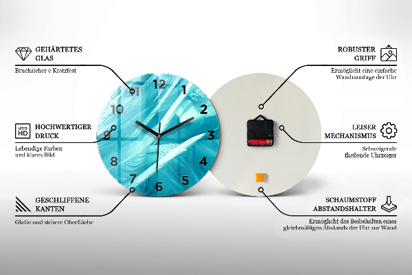 Orologio rotondo in vetro Astrazione blu