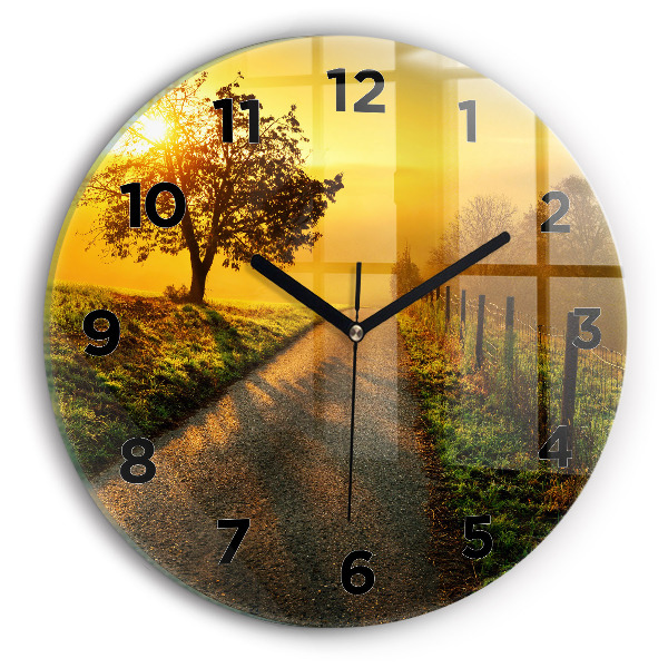 Orologio rotondo in vetro Nebbia all'alba