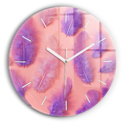 Orologio rotondo in vetro Piume colorate