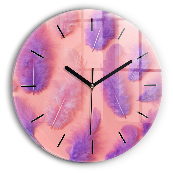Orologio rotondo in vetro Piume colorate