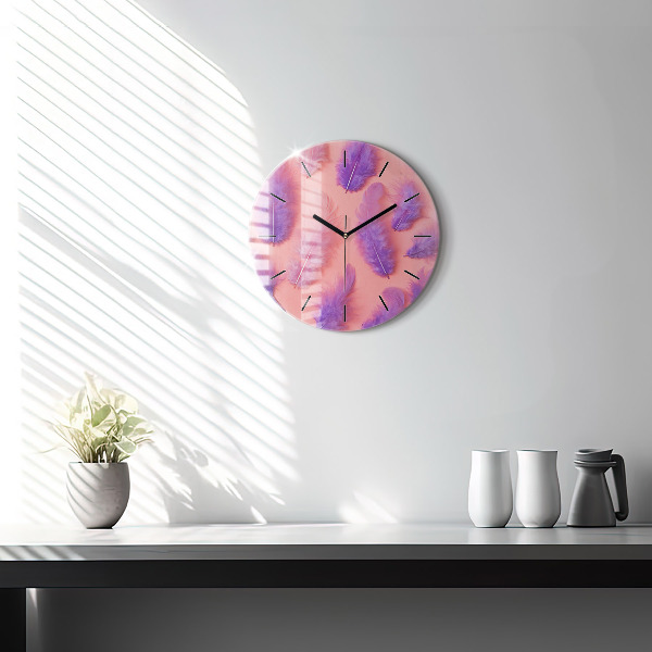 Orologio rotondo in vetro Piume colorate