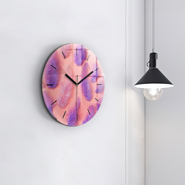Orologio rotondo in vetro Piume colorate