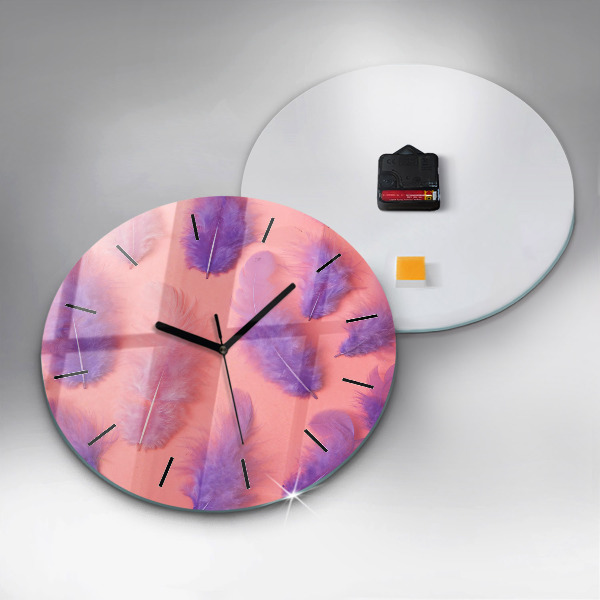 Orologio rotondo in vetro Piume colorate