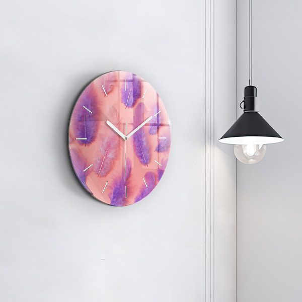 Orologio rotondo in vetro Piume colorate