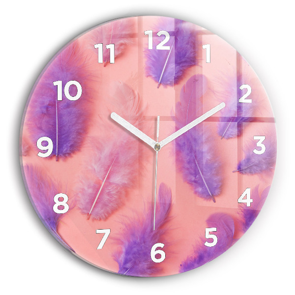 Orologio rotondo in vetro Piume colorate