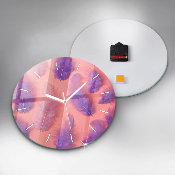 Orologio rotondo in vetro Piume colorate