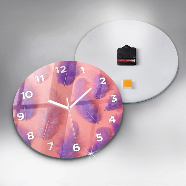 Orologio rotondo in vetro Piume colorate