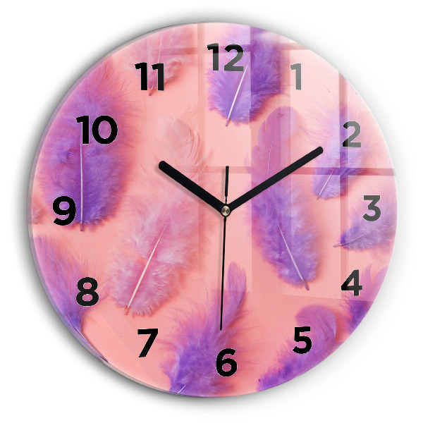 Orologio rotondo in vetro Piume colorate