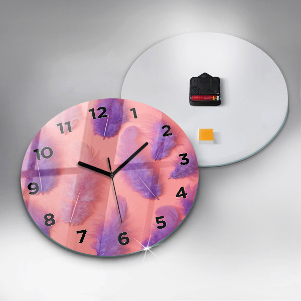 Orologio rotondo in vetro Piume colorate