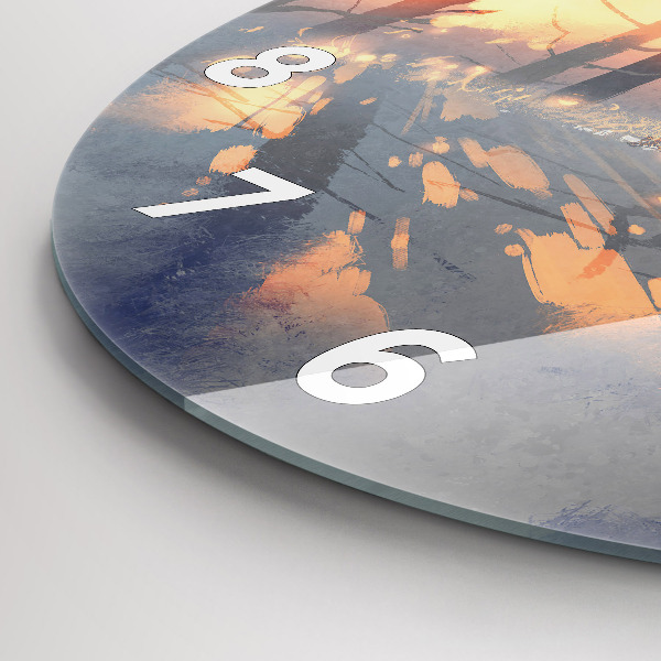 Orologio rotondo in vetro Paesaggio invernale con alberi