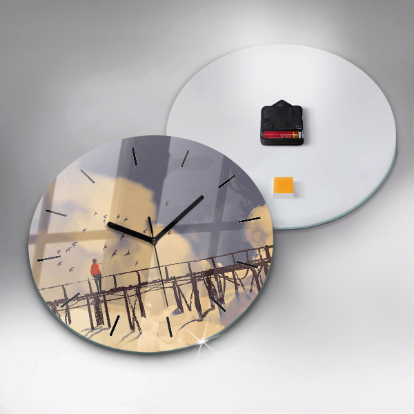 Orologio rotondo in vetro Uomo sul vecchio ponte