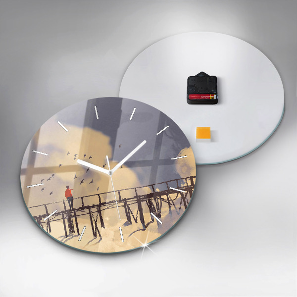 Orologio rotondo in vetro Uomo sul vecchio ponte