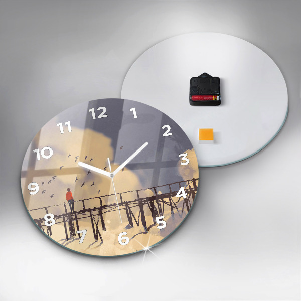 Orologio rotondo in vetro Uomo sul vecchio ponte