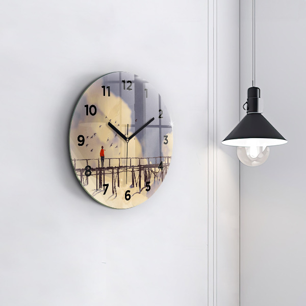 Orologio rotondo in vetro Uomo sul vecchio ponte