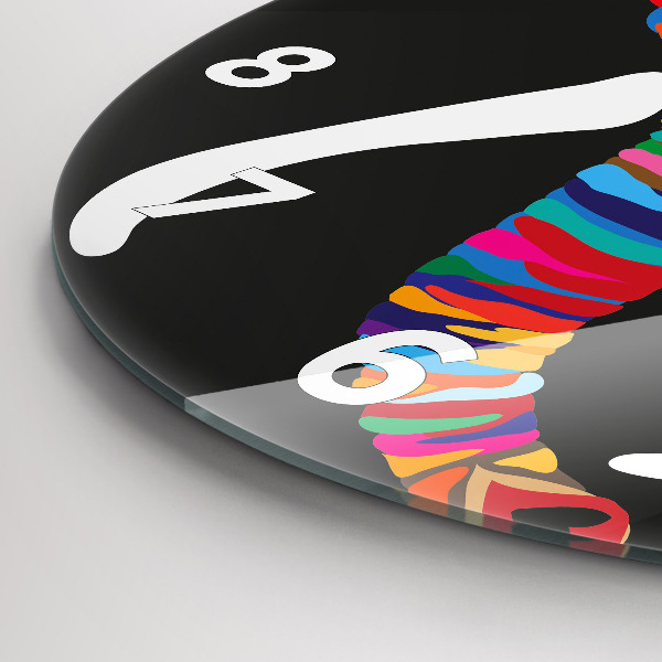 Orologio rotondo in vetro Elefante colorato