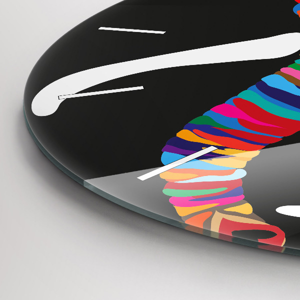 Orologio rotondo in vetro Elefante colorato