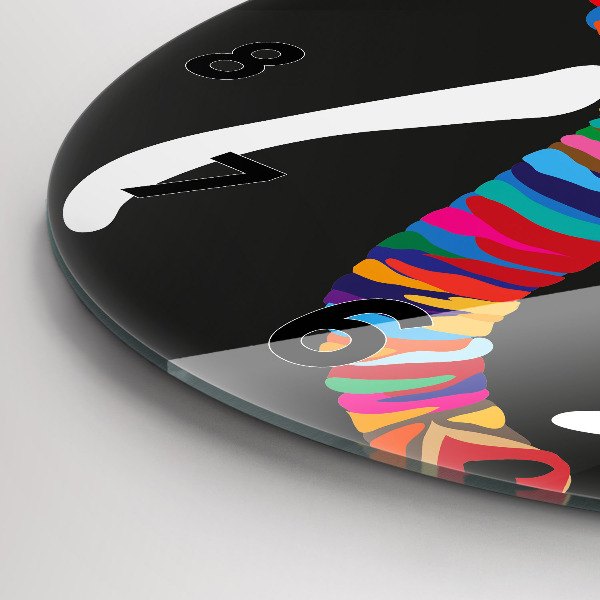 Orologio rotondo in vetro Elefante colorato