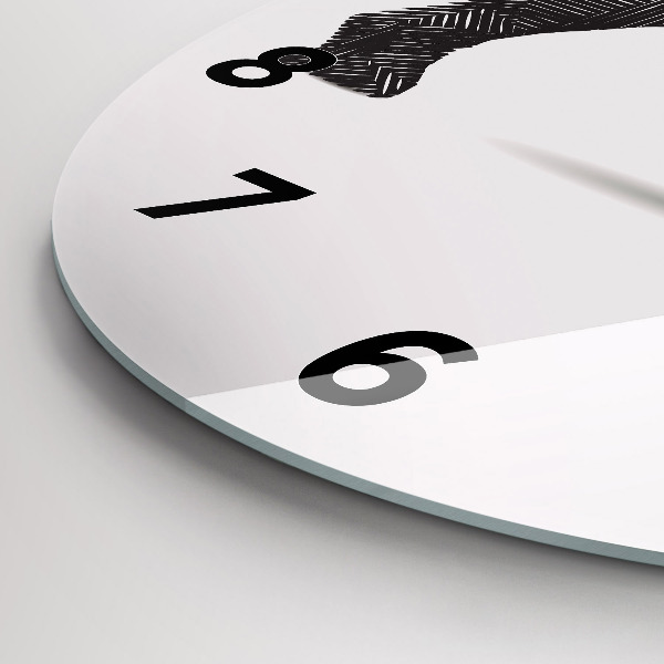 Orologio rotondo in vetro Disegno lineare del rinoceronte